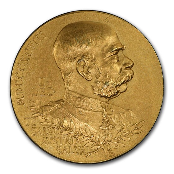 1898 Austria Gold Medal Franz Joseph I SP-64 PCGS (Matte) 1898 Austria Gold Medal Franz Joseph I SP-64 PCGS (Matte)